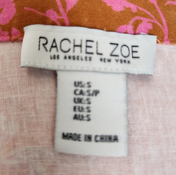Rachel Zoe Pink Muti Print Linen Blouse - Picture 11 of 13